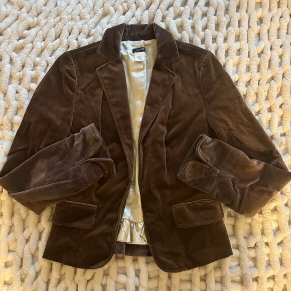 J. Crew Jackets & Blazers - J Crew Womens 2 Velvet Blazer Brown Career Preppy Academia Classic Fitted